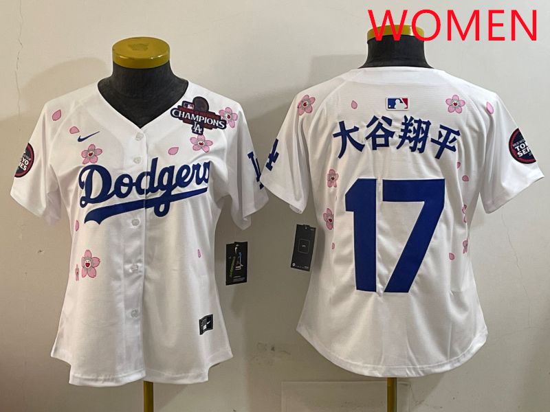Women Los Angeles Dodgers #17 Ohtani White Sakura Edition 2025 Nike MLB Jersey style 10